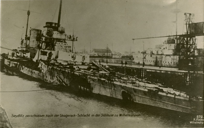 Damaged SMS Seydlitz postcard