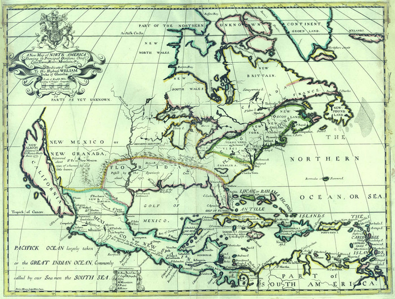 A new map of North America : shewing its principal divisions, chief cities, townes, rivers, mountains, &c.