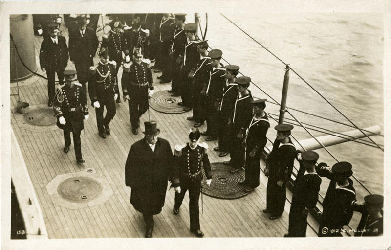 President Taft and the Secretary of the Navy aboard the USS Arkansas postcard