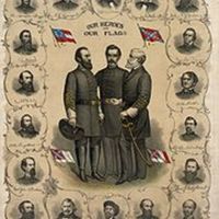 Print of the four versions of the Confederate Flag